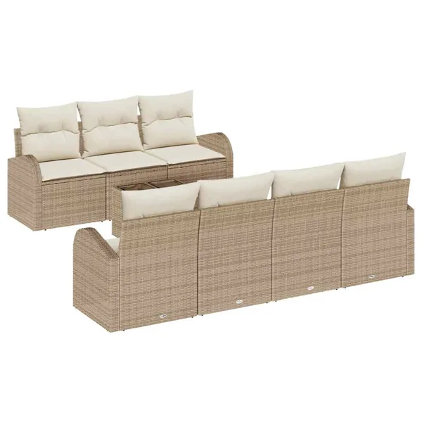 Ensemble de canapé de jardin avec coussin 8 pcs Beige et crème