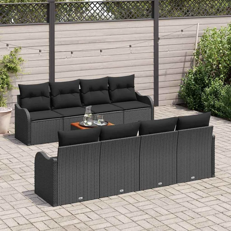 Ensemble de canapé de jardin avec stockage 9 pcs Noir polyrotin - 3