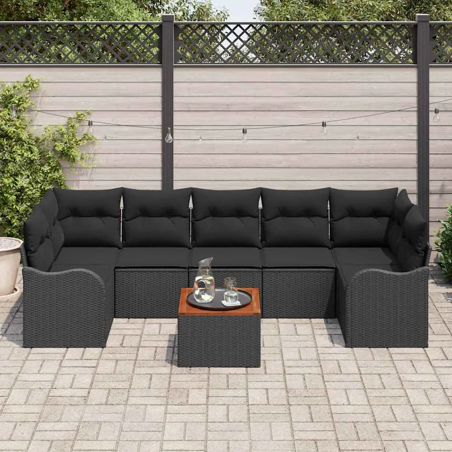 Ensemble de canapé de jardin avec stockage 8 pcs Noir polyrotin - 3