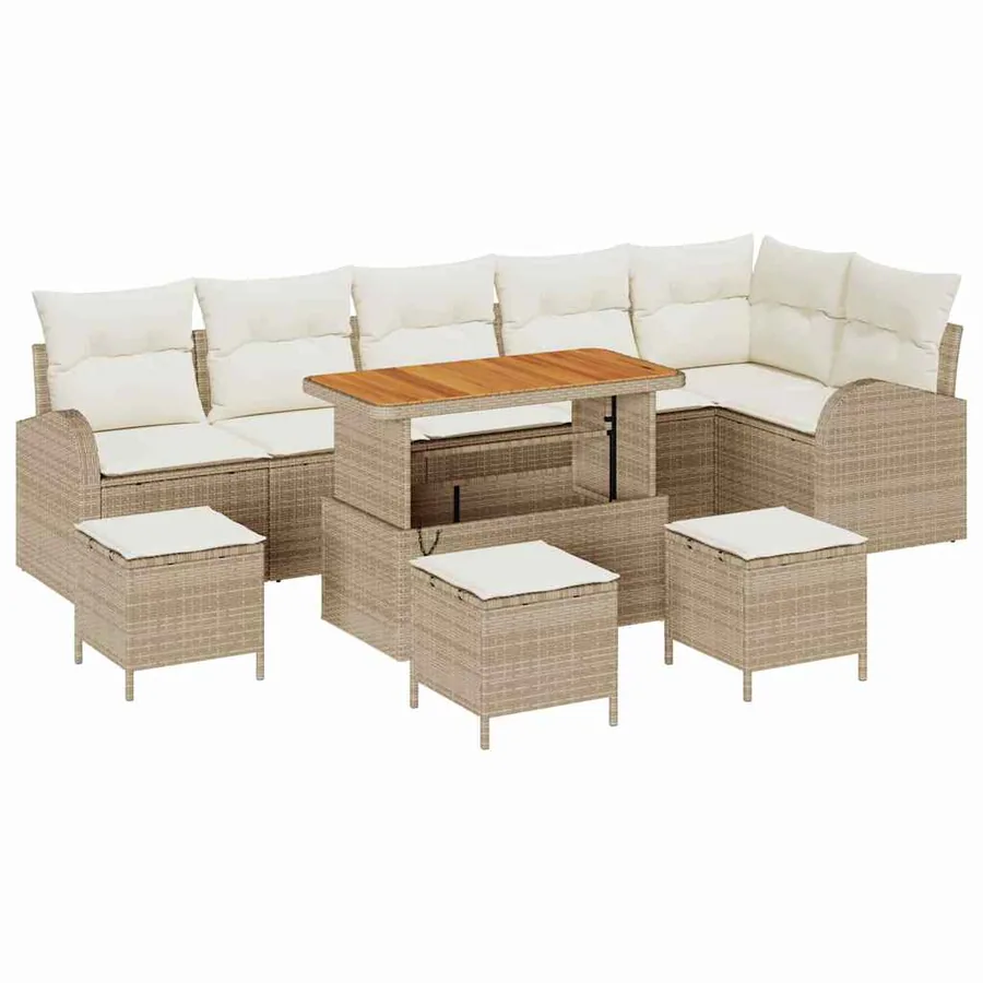 Ensemble de canapé de jardin avec coussin 10 pcs Beige et crème - 2
