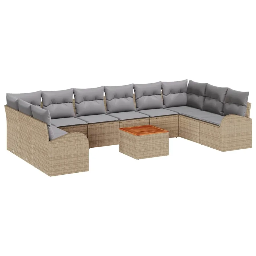 Ensemble de canapé de jardin 11 pcs Beige et Gris clair - 2