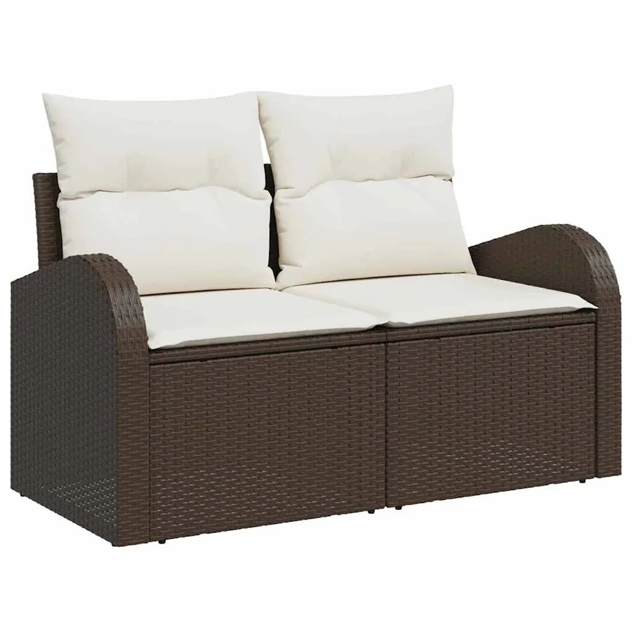 Ensemble de canapé de jardin 7 pcs Marron Poly Rattan - 4