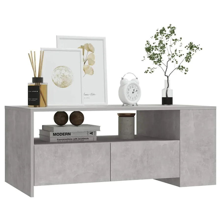 Table basse gris béton 102x55x42 cm bois d'ingénierie - 6