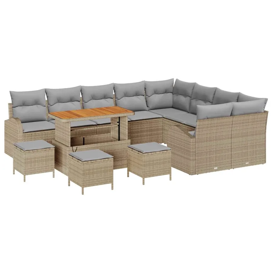 Ensemble de canapé de jardin 13 pcs Beige et Gris clair - 2