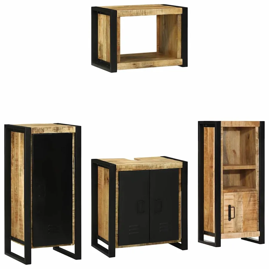 Ensemble de mobilier de salle de bain 4 pcs Bois Recyclé Solide - 2
