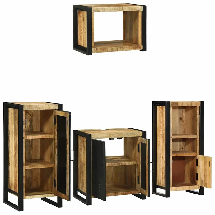 Ensemble de mobilier de salle de bain 4 pcs Bois Recyclé Solide - 3