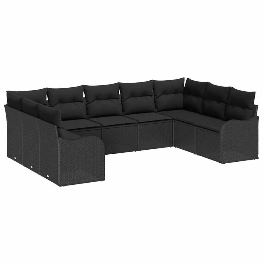 Ensemble de canapé de jardin avec stockage 9 pcs Noir polyrotin - 2