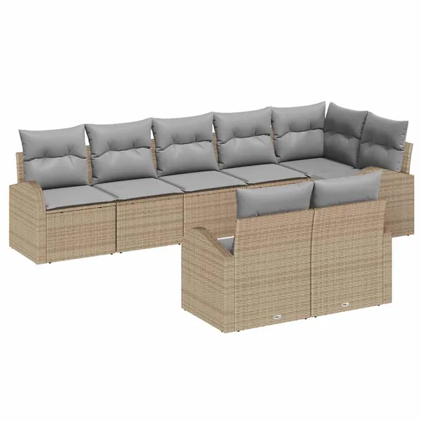 Ensemble de canapé de jardin 8 pcs Beige et Gris clair