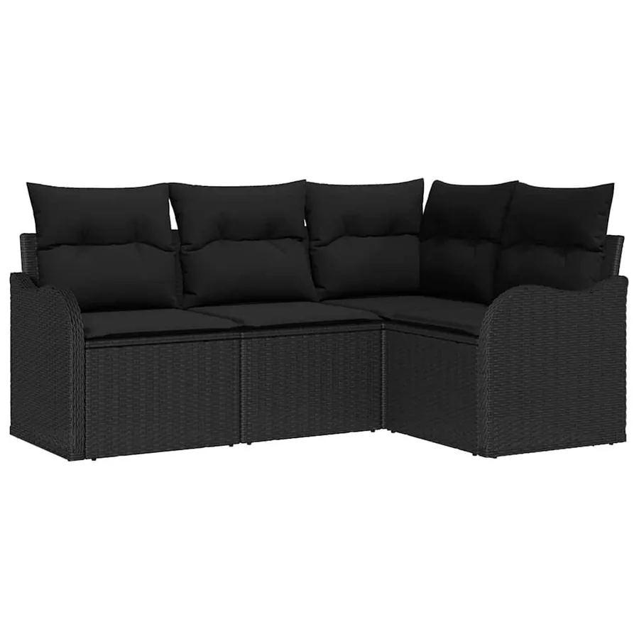 Ensemble de canapé de jardin avec stockage 4 pcs Noir polyrotin - 2