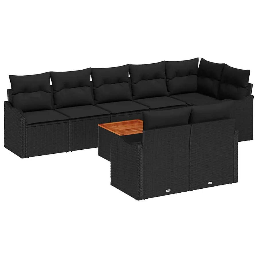 Ensemble de canapé de jardin avec stockage 9 pcs Noir polyrotin - 2