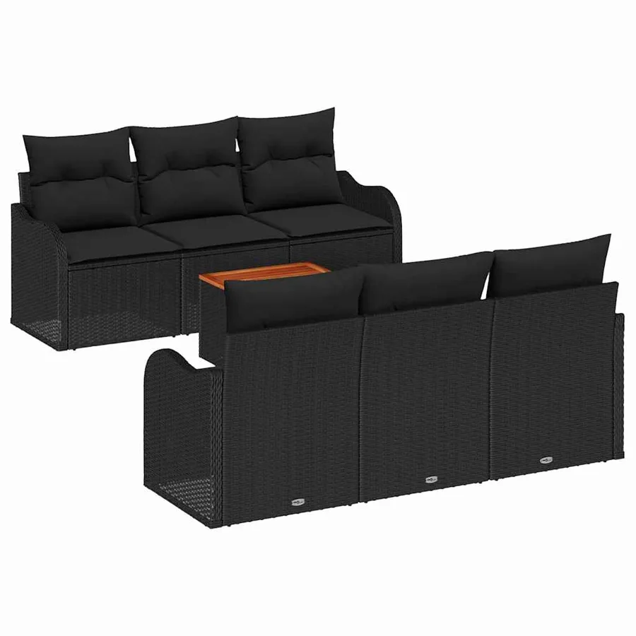Ensemble de canapé de jardin avec stockage 7 pcs Noir polyrotin - 2