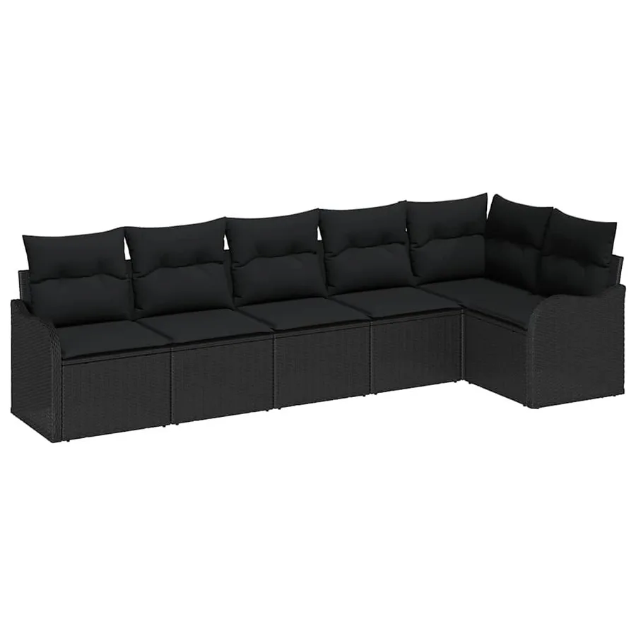 Ensemble de canapé de jardin avec stockage 6 pcs Noir polyrotin - 2
