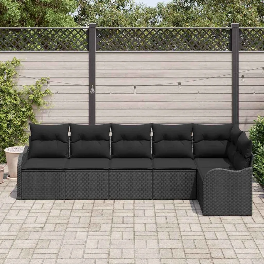 Ensemble de canapé de jardin avec stockage 6 pcs Noir polyrotin - 3