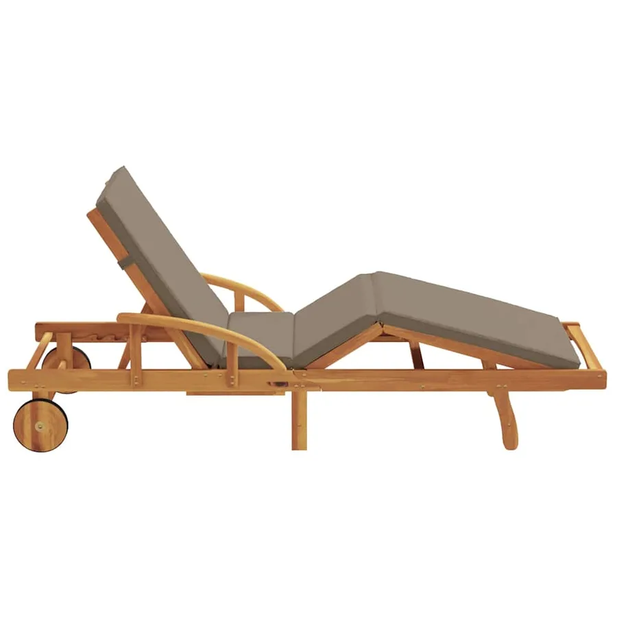 Transat Taupe 200 x 67 x 84 cm Bois d'Acacia Massif - 5