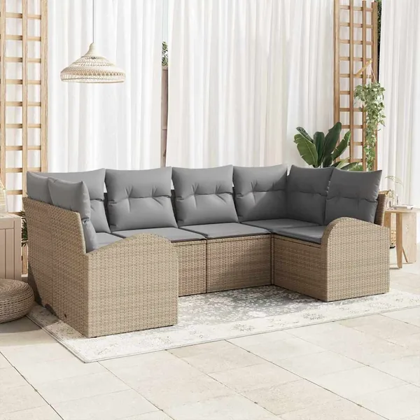 Ensemble de canapé de jardin 6 pcs Beige et Gris clair