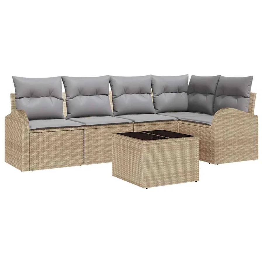 Ensemble de canapé de jardin 6 pcs Beige et gris clair - 2