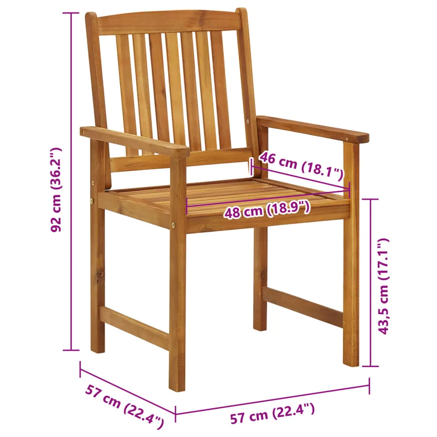 Chaises de jardin lot de 6 Bois d'acacia massif - 7