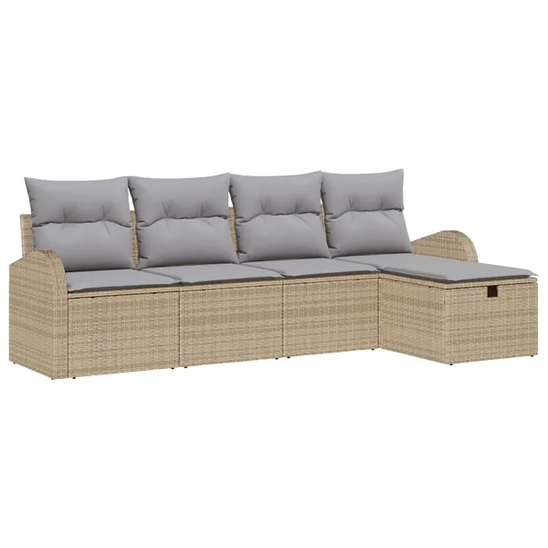 Ensemble de Canapés 5 pcs Beige et Gris clair polyrotin