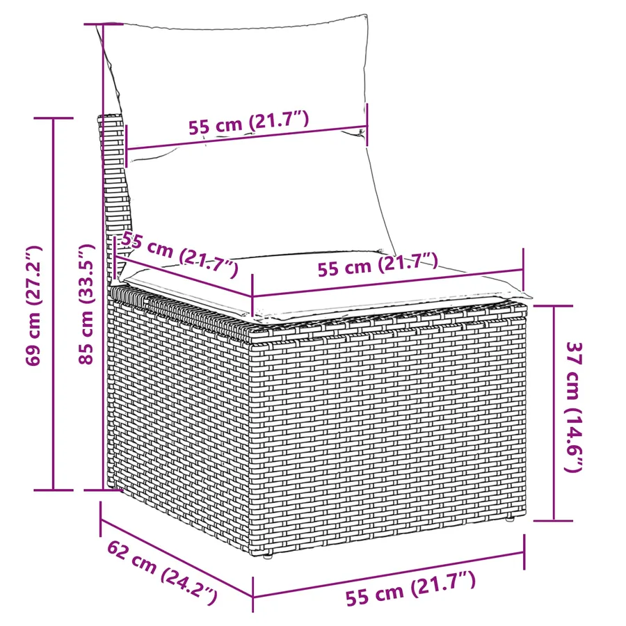 Ensemble de Canapés 5 pcs Beige et Gris clair polyrotin - 6