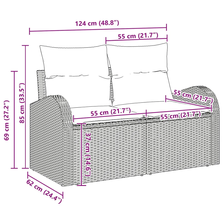 Ensemble de Canapés 5 pcs Beige et Gris clair polyrotin - 7