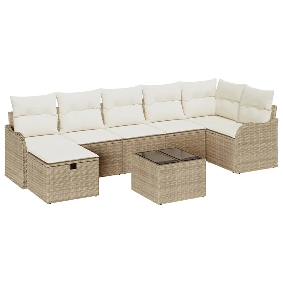 Ensemble de Canapés avec coussin Beige et crème polyrotin - 2