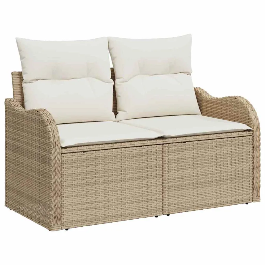 Ensemble de Canapés avec coussin Beige et crème polyrotin - 4