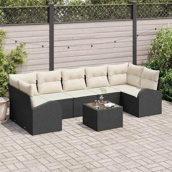 Ensemble de canapé de jardin Noir 55 x 55 x 37 cm polyrotin