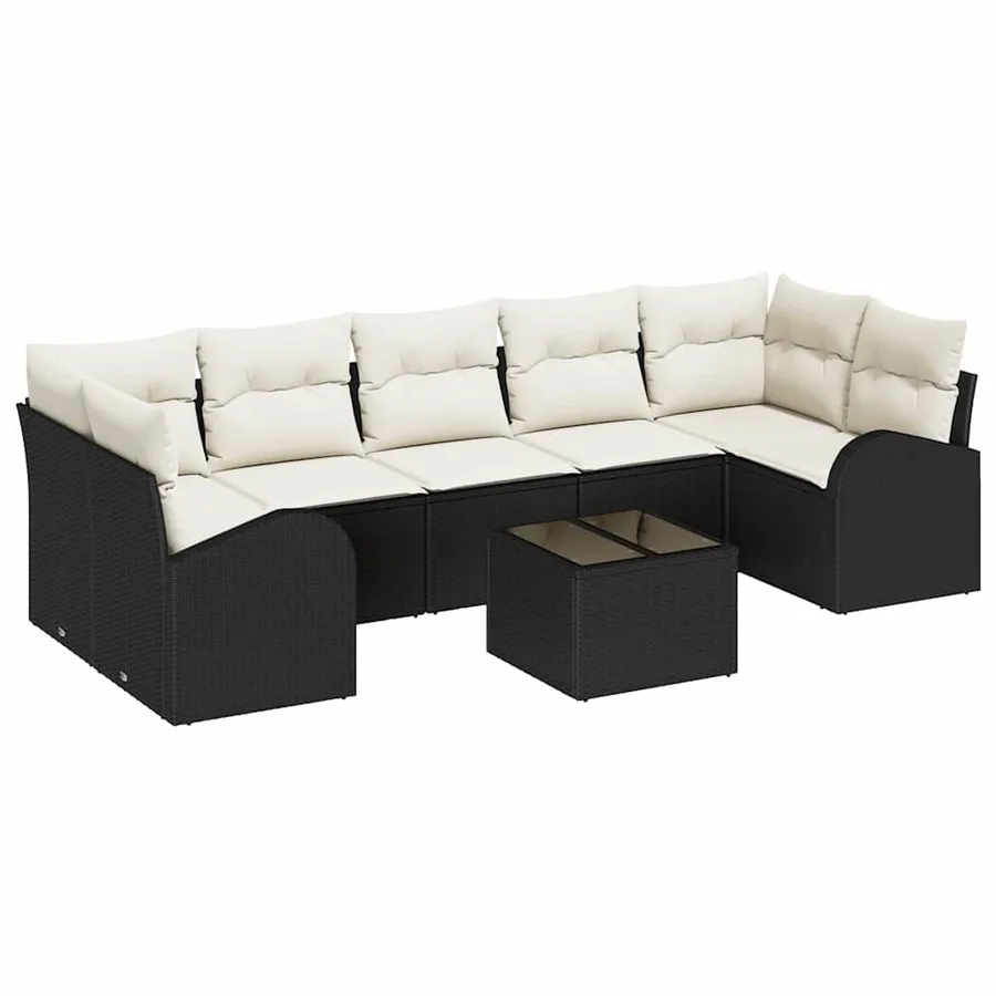 Ensemble de canapé de jardin Noir 55 x 55 x 37 cm polyrotin - 2