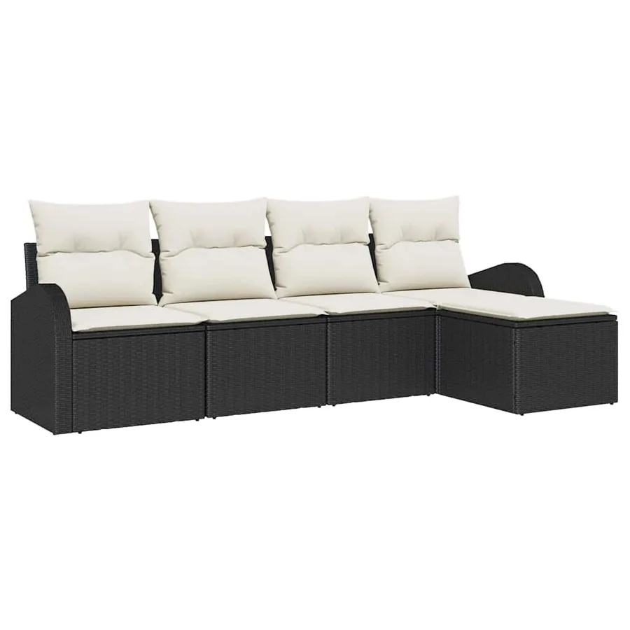 Ensemble de canapé de jardin 5 pcs Noir polyrotin - 2