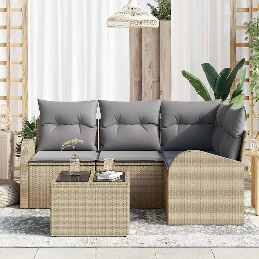 Ensemble de canapé de jardin Beige polyrotin - 3