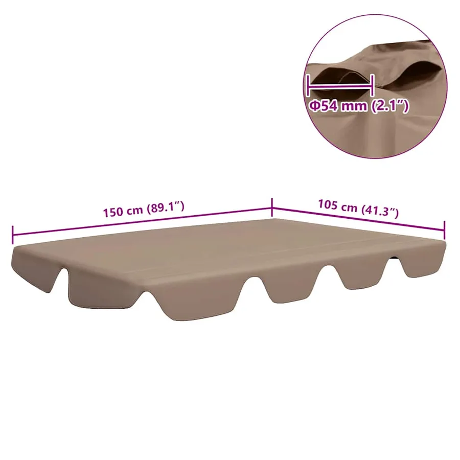 Toit de rechange de balançoire taupe 150/130x105/70 cm - 7