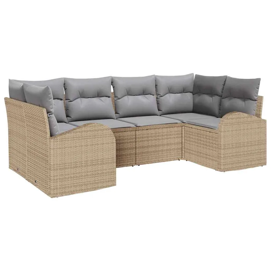 Ensemble de canapé de jardin 6 pcs Beige Poly Rattan - 2
