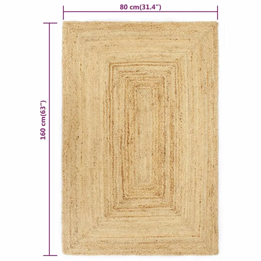 Tapis fait à la main Jute Naturel 80x160 cm - 5