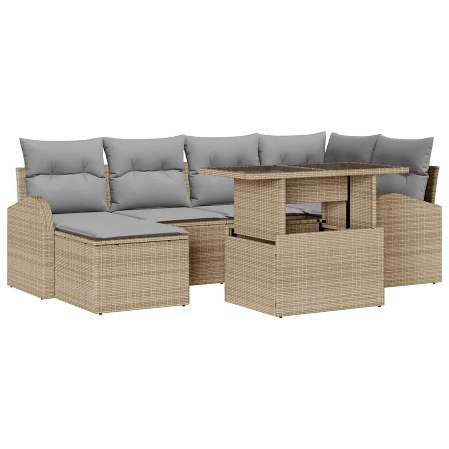 Ensemble de canapé de jardin 7 pcs beige et gris clair - 2