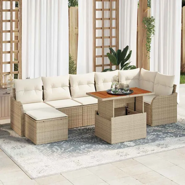Ensemble de canapé de jardin avec coussin 8 pcs beige et crème