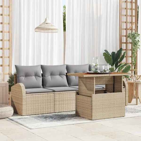 Ensemble de canapé de jardin 5 pcs beige et gris clair