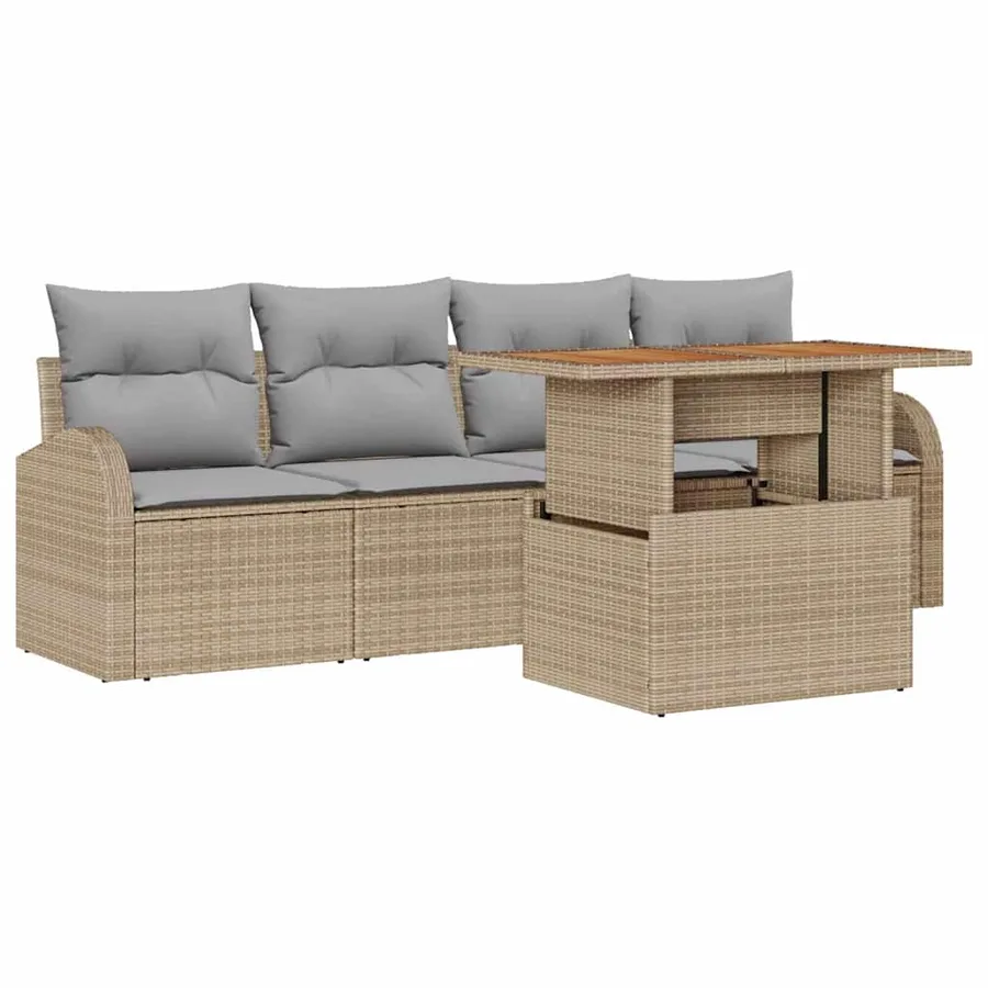 Ensemble de canapé de jardin 5 pcs beige et gris clair - 2