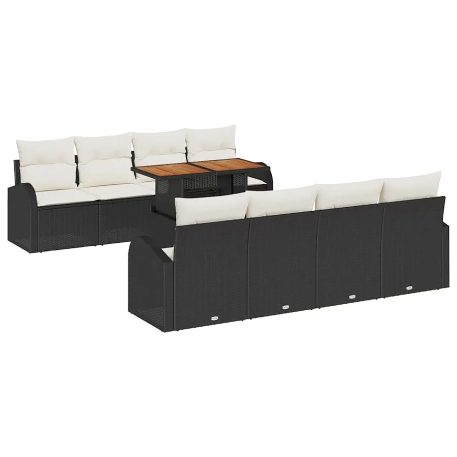 Ensemble de canapé de jardin avec coussin 7 pcs Noir et crème - 2