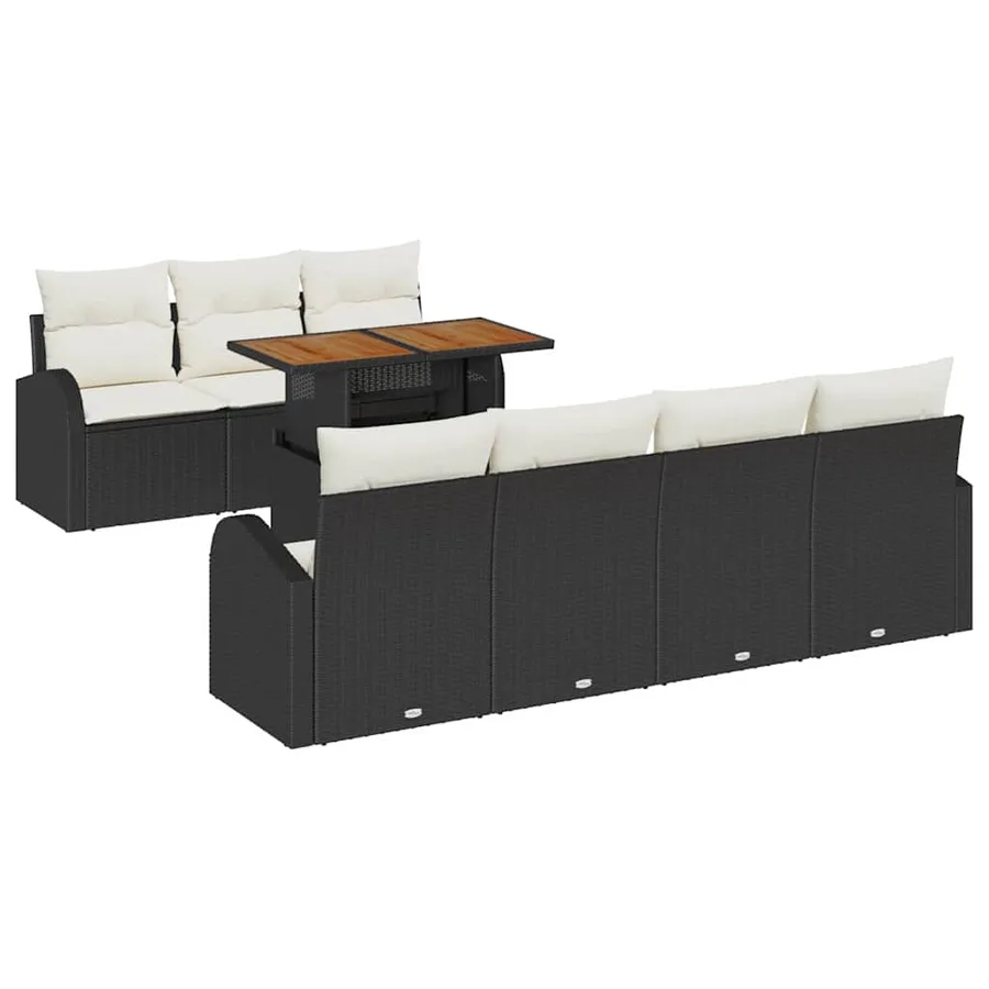 Ensemble de canapé de jardin avec coussin 8 pcs Noir et crème - 2