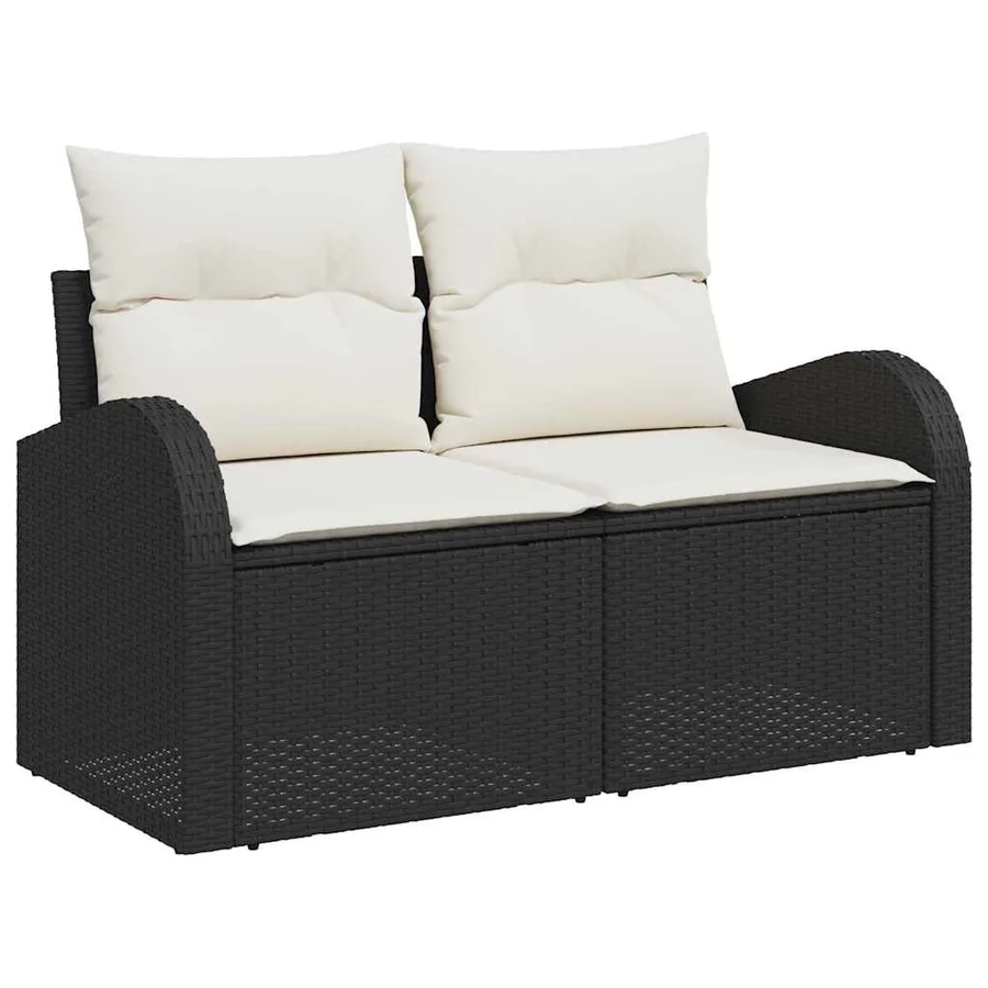 Ensemble de Canapés avec coussin 4 pcs Noir et Crème polyrotin - 4