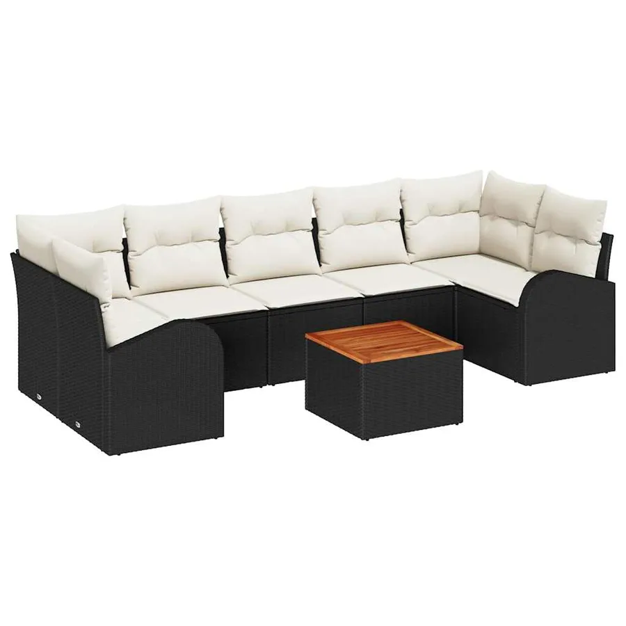 Ensemble de canapé de jardin avec coussin 8 pcs Noir polyrotin - 2