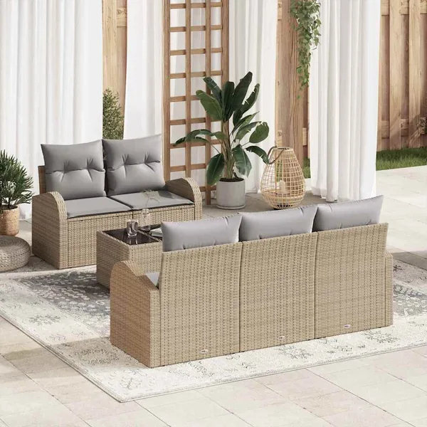 Ensemble de canapé de jardin Beige 55 x 55 x 37 cm polyrotin