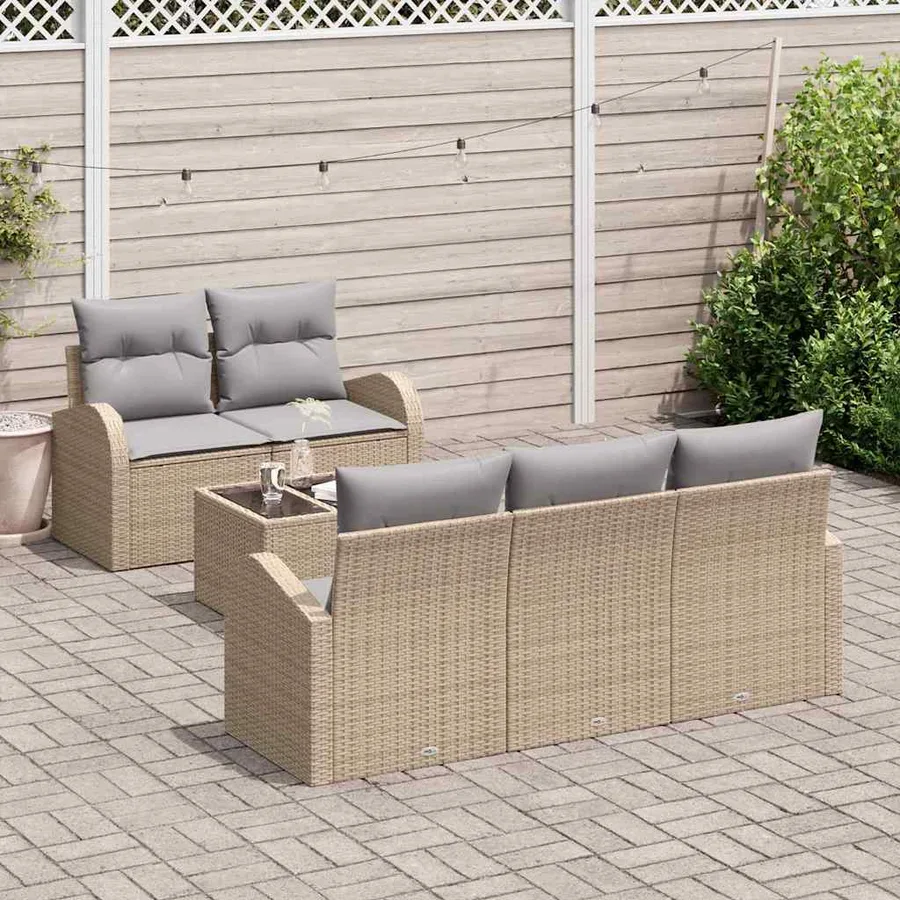 Ensemble de canapé de jardin Beige 55 x 55 x 37 cm polyrotin - 3