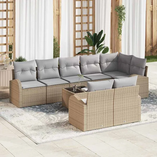 Ensemble de canapé de jardin Beige et gris 55 x 55 x 37 cm