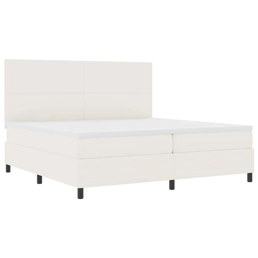 Lit à ressort LED avec tête de lit Crème et Blanc 200 x 200 cm - 2
