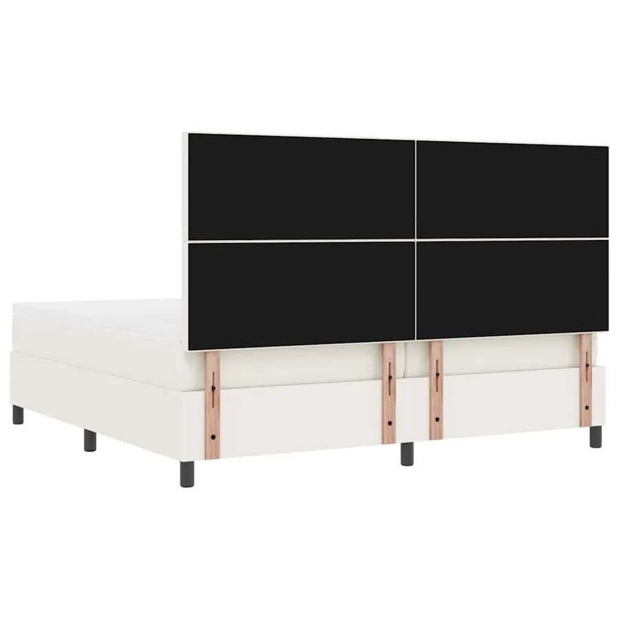 Lit à ressort LED avec tête de lit Crème et Blanc 200 x 200 cm - 8