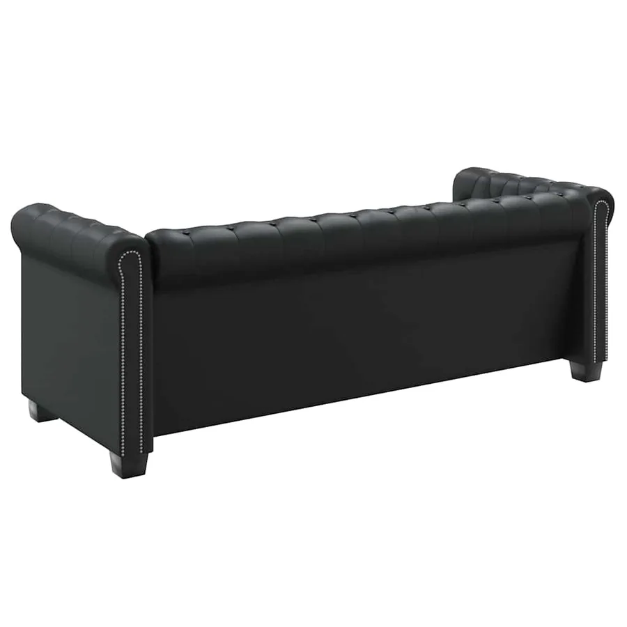 Canapé Chesterfield à 3 places cuir synthétique noir - 5