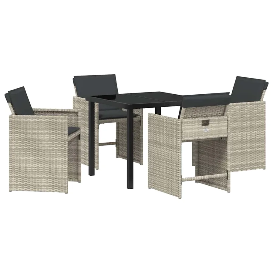 Ensemble de salle à manger pour jardin 5 pcs Gris clair - 2