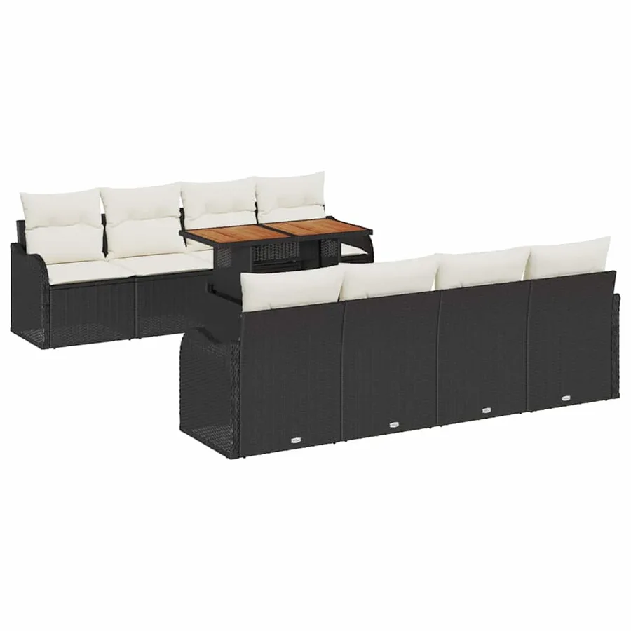 Ensemble de canapé de jardin avec coussin 7 pcs Noir et crème - 2