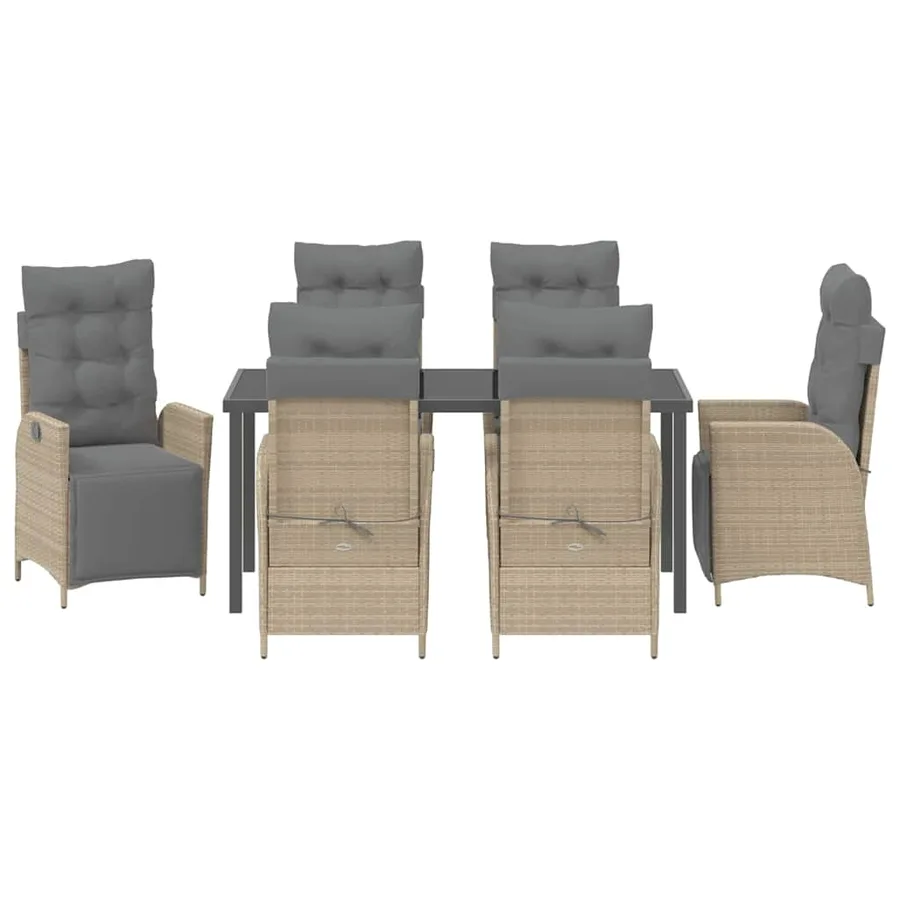 Ensemble de salle à manger pour jardin 7 pcs Beige polyrotin - 7